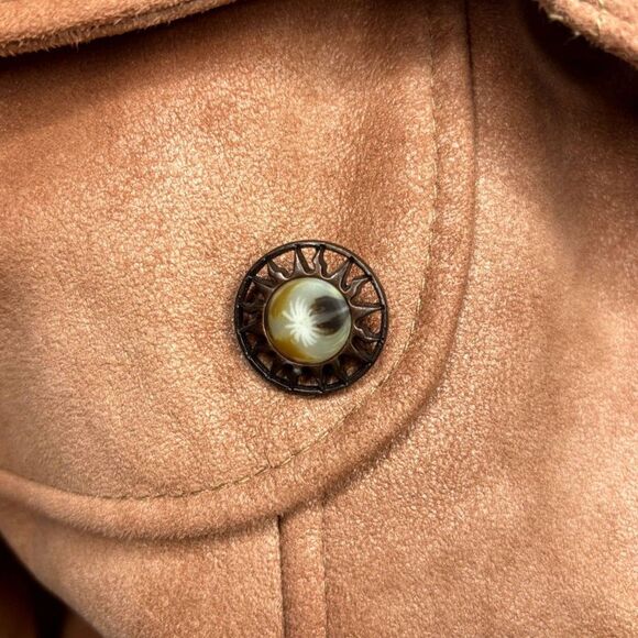 Montaco Faux Suede Button Up Collared Womens Jacket Designer Light Brown - Picture 5 of 10